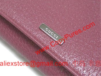 GUCCI　グッチ　財布　ホック長札　長財布　SVプレート　ピンク　143391　アウトレット